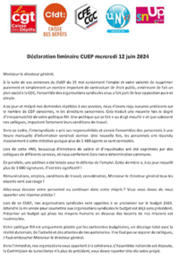 Situation de l'emploi à l'EP: déclaration liminaire intersyndicale lors du CUEP du 12 juin 2024